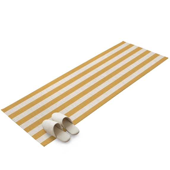 Hallway Runner Rug 2x6ft Yellow Beige Striped Washable Runner Rug Non ...