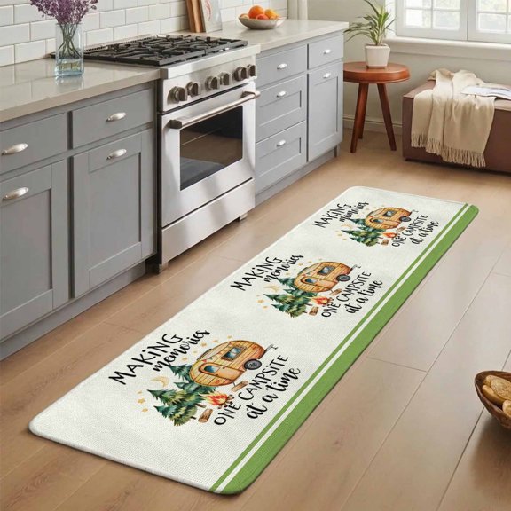 Hallway Runner Rug 31.5"x78.7", Camping Absorbent Non Slip Indoor Outdoor Carpet, Fall Summer Nature Forest Car Tree Moon Low Profile Runner Rugs for Corridor Kitchen Laundry Room Mudroom Entryway