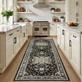 thumbnail image 1 of Hallway Runner Rug Non Slip - Washable 2.6x8 Kitchen Rugs for Living Room, Low-Pile Soft Bedroom Rug Indoor Floor Stain Resistant Carpets for Entryway, Laundry, Bathroom Black Gold, 1 of 18