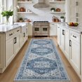 thumbnail image 1 of Hallway Runner Rug Non Slip - Washable 2.6x8 Kitchen Rugs for Living Room, Low-Pile Soft Bedroom Rug Indoor Floor Stain Resistant Carpets for Entryway, Laundry, Bathroom Blue, 1 of 18