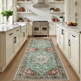 thumbnail image 1 of Hallway Runner Rug Non Slip - Washable 2.6x8 Kitchen Rugs for Living Room, Low-Pile Soft Bedroom Rug Indoor Floor Stain Resistant Carpets for Entryway, Laundry, Bathroom Brown Green, 1 of 18