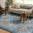 thumbnail image 1 of Hallway Runner Rug Vintage Washable Non-Slip Kitchen Rug Runner with Rubber Backing, Ultra-Thin Moroccan Boho Carpet Runner for Home Decor, 5 x 7 ft, Blue, 1 Pack, 1 of 5