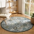 thumbnail image 1 of Hallway Runner Rug Vintage Washable Non-Slip Kitchen Rug Runner with Rubber Backing, Entryway Laundry Bathroom, Room Decor, Home Decor, 6 x 6 ft, Dark Gray, 1 Pack, 1 of 5