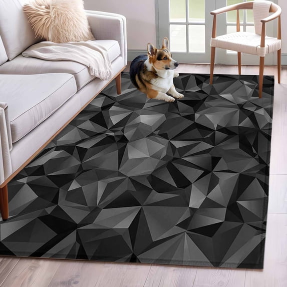 Hallway Runner Rugs 2.7x5 Ft, Black Geometric Non Slip Area Rugs for Kitchen Bedroom Entryway, Contemporary Minimalism Abstract Pattern Washable Carpet Runner Rug Floor Mats for Bedroom Home Decor