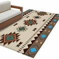 thumbnail image 1 of Hallway Runner Rugs 2.7x5 Ft, Boho Southwest Non Slip Area Rugs for Kitchen Bedroom Entryway, Farmhouse Aztec Tribe Brown Blue Plaid Washable Carpet Runner Rug Floor Mats for Bedroom Home Decor, 1 of 9