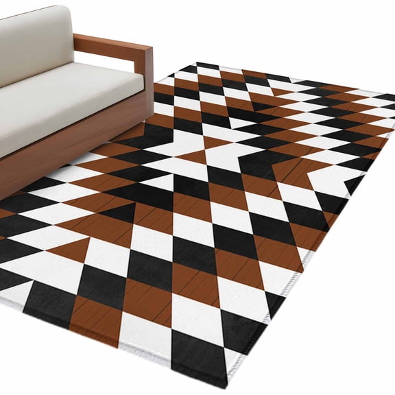 Hallway Runner Rugs 2.7x5 Ft, Brown Aztec Non Slip Area Rugs for Kitchen Bedroom Entryway, Black White Southwest Vintage Abstract Geometric Washable Carpet Runner Rug Floor Mats for Bedroom