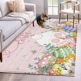thumbnail image 1 of Hallway Runner Rugs 2.7x5 Ft, Easter Non Slip Area Rugs for Kitchen Bedroom Entryway, Country Rabbit Feet Eggs Leaves Pink Wooden Grain Washable Carpet Runner Rug Floor Mats for Bedroom Home Decor, 1 of 8