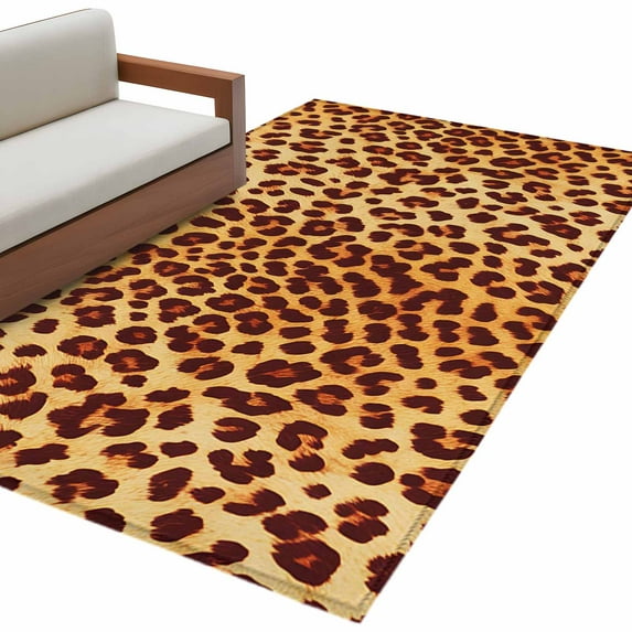 Hallway Runner Rugs 2.7x5 Ft, Leopard Texture Print Non Slip Area Rugs for Kitchen Bedroom Entryway, Orange Yellow Retro Farmhouse Washable Carpet Runner Rug Floor Mats for Bedroom Home Decor