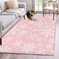 thumbnail image 1 of Hallway Runner Rugs 2.7x5 Ft, Pink Christmas Non Slip Area Rugs for Kitchen Bedroom Entryway, Snowflake Washable Carpet Runner Rug Floor Mats for Bedroom Home Decor Winter Xmas Abstract Art, 1 of 9