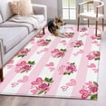 thumbnail image 1 of Hallway Runner Rugs 2.7x5 Ft, Pink Roses Non Slip Area Rugs for Kitchen Bedroom Entryway, Valentine's Day Love Floral Stripes Romantic Washable Carpet Runner Rug Floor Mats for Bedroom Home Decor, 1 of 8