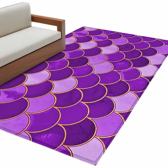 Hallway Runner Rugs 2.7x5 Ft, Purple Fish Scale Non Slip Area Rugs for ...