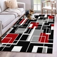 thumbnail image 1 of Hallway Runner Rugs 2.7x5 Ft, Red Black Geometric Non Slip Area Rugs for Kitchen Bedroom Entryway, Modern Color Block Abstract Washable Carpet Runner Rug Floor Mats for Bedroom Home Decor, 1 of 8