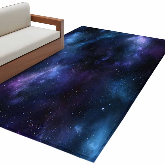 Hallway Runner Rugs 2.7x5 Ft, Star Sky Non Slip Area Rugs for Kitchen Bedroom Entryway, Modern Blue Purple Black Nature Starry Night Washable Carpet Runner Rug Floor Mats for Bedroom Home Decor