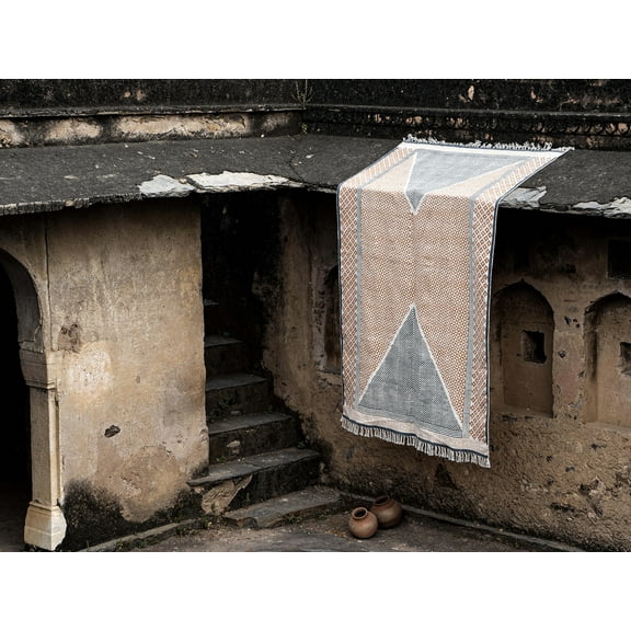 Hallway runner kilim cotton carpet Kitchen dining room rug Hand block printed area rug Stair woven cotton durries 3x10 5x10 4x10 feet