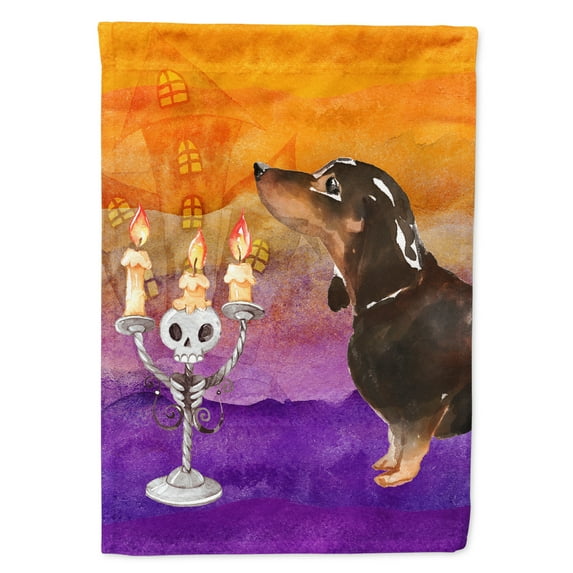 Hallween Black and Tan Dachshund House Flag