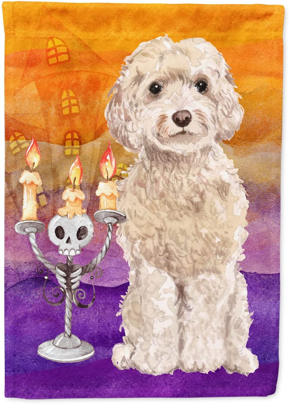 Hallween Champagne Cockapoo House Flag Large Porch Sleeve Pole ...