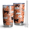 thumbnail image 1 of Hallween Spooky Black Cats Pumpkin Tumbler with Straw, Spooky Black Cats Pumpkin Stainless Steel Double Walled Vacuum Insulated Cup, Spooky Holiday Gifts for Women Men, 1 of 5