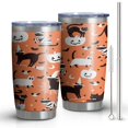 thumbnail image 1 of Hallween Spooky Black Cats Pumpkin Tumbler with Straw, Spooky Black Cats Pumpkin Stainless Steel Double Walled Vacuum Insulated Cup, Spooky Holiday Gifts for Women Men, 1 of 7