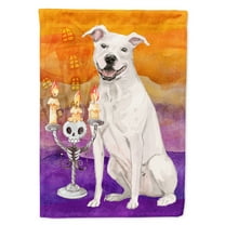 Hallween White Staffordshire Bull Terrier Garden Flag