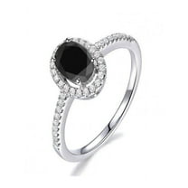 Halo 1.50 Carat Black Diamond Engagement Ring in 14k White Gold