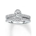 thumbnail image 1 of Halo 1 Carat Round Halo Diamond Wedding Ring Set in White Gold, 1 of 3