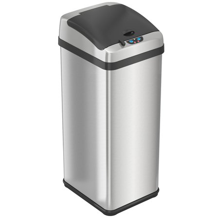 Halo 13 Gallon Rectangular Extra-Wide Stainless Steel Automatic Sensor Trash Can - Platinum