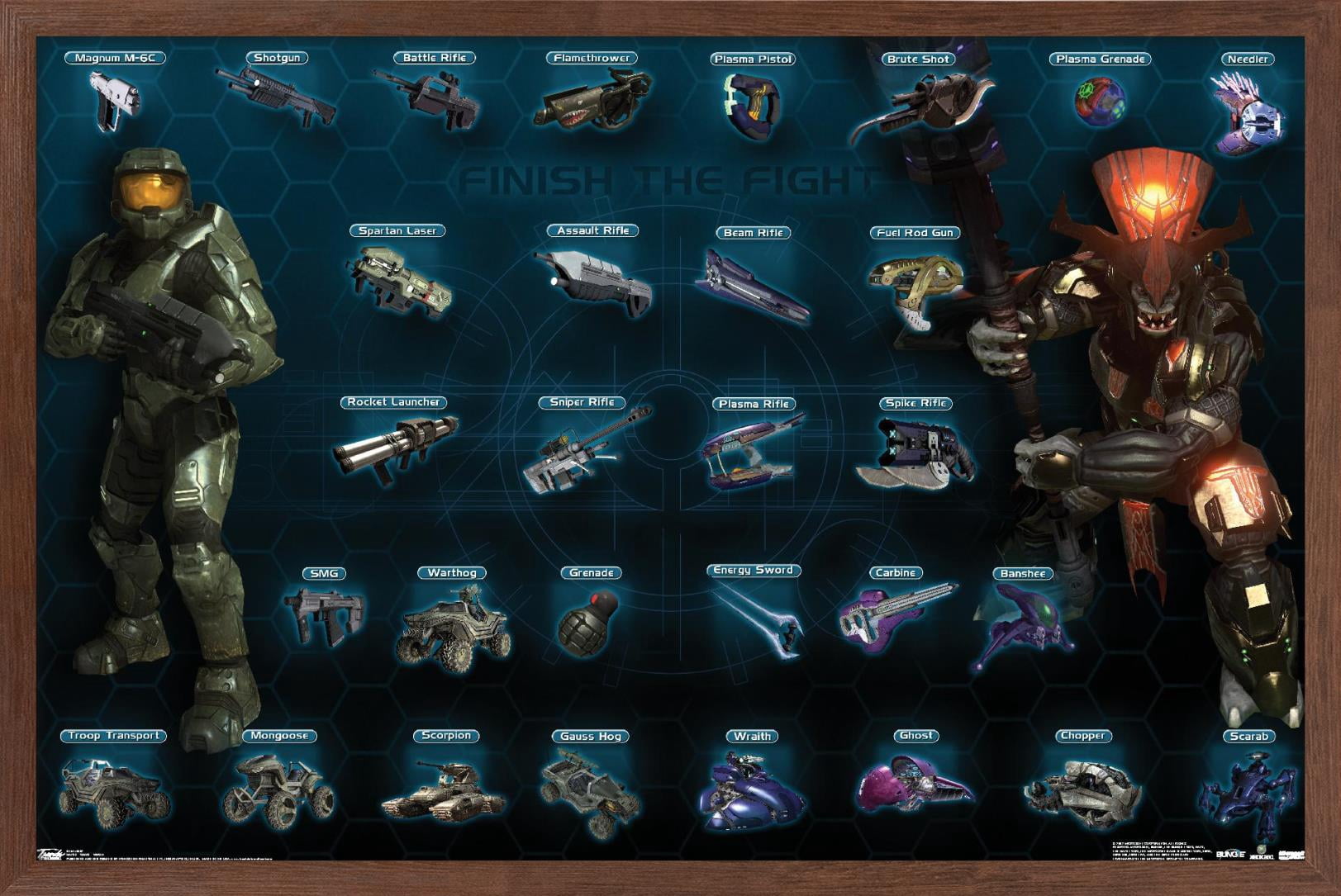 Halo 3 - Chart - Whole Wall Poster, 14.725" x 22.375", Framed