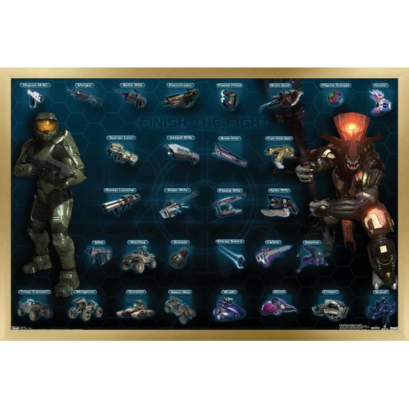Halo 3 - Chart - Whole Wall Poster, 22.375" x 34", Framed