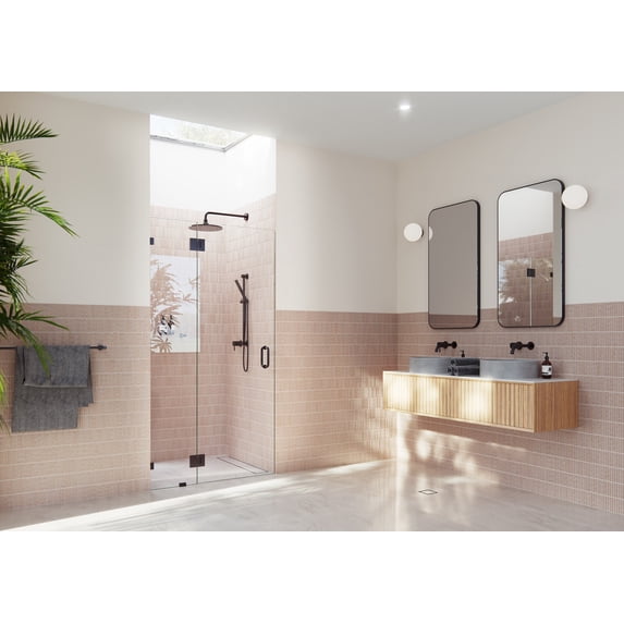 Halo 39 in. x 78 in. Hinged Frameless Glass Shower Enclosure