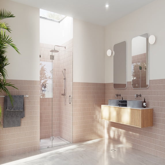 Halo 40.25 in. x 78 in. Glass Hinged Glass Shower Enclosure