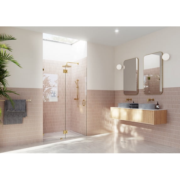 Halo 46.75 in. x 78 in. Glass Hinged Glass Shower Enclosure