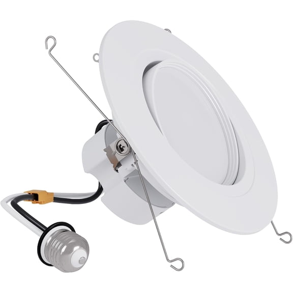 HALO RA Recessed Lighting 6 inch LED Trim Downlight with Adjustable Gimbal Selectable Lumens and Color Temperatures, Dim-to-Warm - RA56LS9FSD2W1EWH