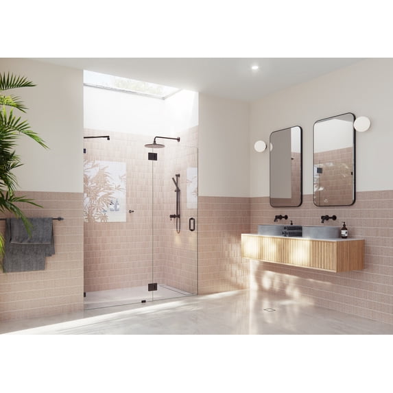 Halo 55.25 in. x 78 in. Glass Hinged Glass Shower Enclosure