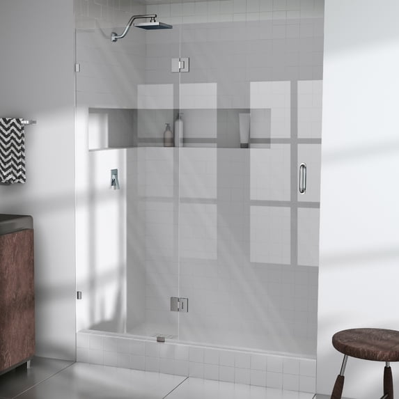 Halo 55.5 in. x 78 in. Glass Hinged Glass Shower Enclosure