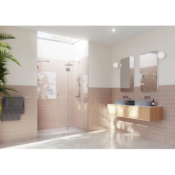 Halo 58 in. x 78 in. Hinged Frameless Glass Shower Enclosure