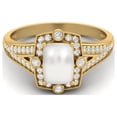 thumbnail image 1 of Halo Accent Cushion 1.5 Cts Pearl Bridal Ring Solitaire Split Shank Women Mother's Day Gift Ring in 925 Sterling Silver Gold Vermeil, 1 of 3
