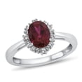 thumbnail image 1 of Halo Accents 925 Sterling Silver Red Ruby Gemstone Mother's Day Gift Ring, 1 of 2