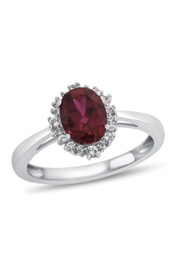 Halo Accents 925 Sterling Silver Red Ruby Gemstone Valentines Day Gifts Ring