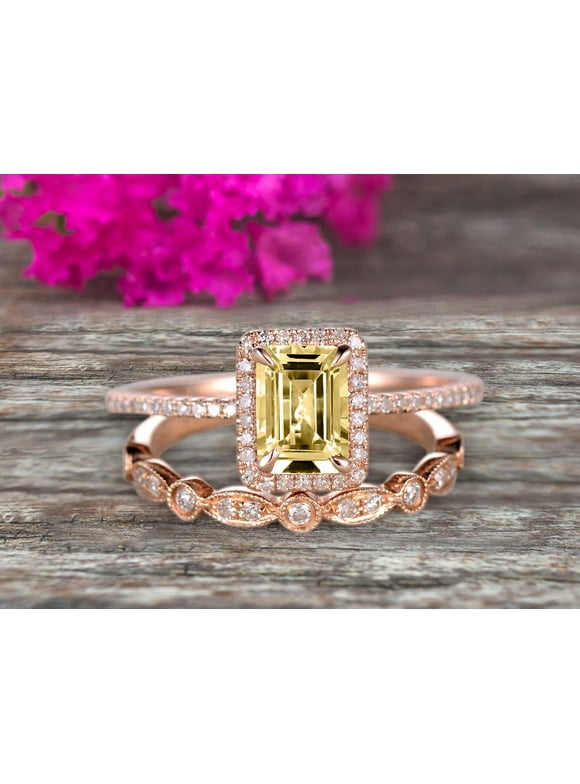 Rose Gold Stacked Wedding Rings