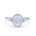 thumbnail image 1 of Halo Art Deco Oval Engagement Ring CZ 925 Sterling Silver Size 10, 1 of 6