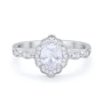 thumbnail image 1 of Halo Art Deco Oval Engagement Ring CZ 925 Sterling Silver Size 6, 1 of 3