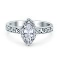 thumbnail image 1 of Halo Art Deco Wedding Engagement Ring CZ 925 Sterling Silver Size 10, 1 of 5