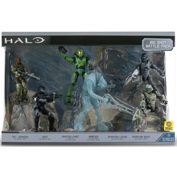 Halo Big Shot Battle Pack Action Figure 6-Pack (Sgt. Johnson, ODST, Master Chief, Arbiter,Spartan Locke & Spartan Buck)