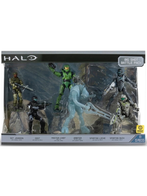 Halo Big Shot Battle Pack Action Figure 6-Pack (Sgt. Johnson, ODST, Master Chief, Arbiter,Spartan Locke & Spartan Buck)