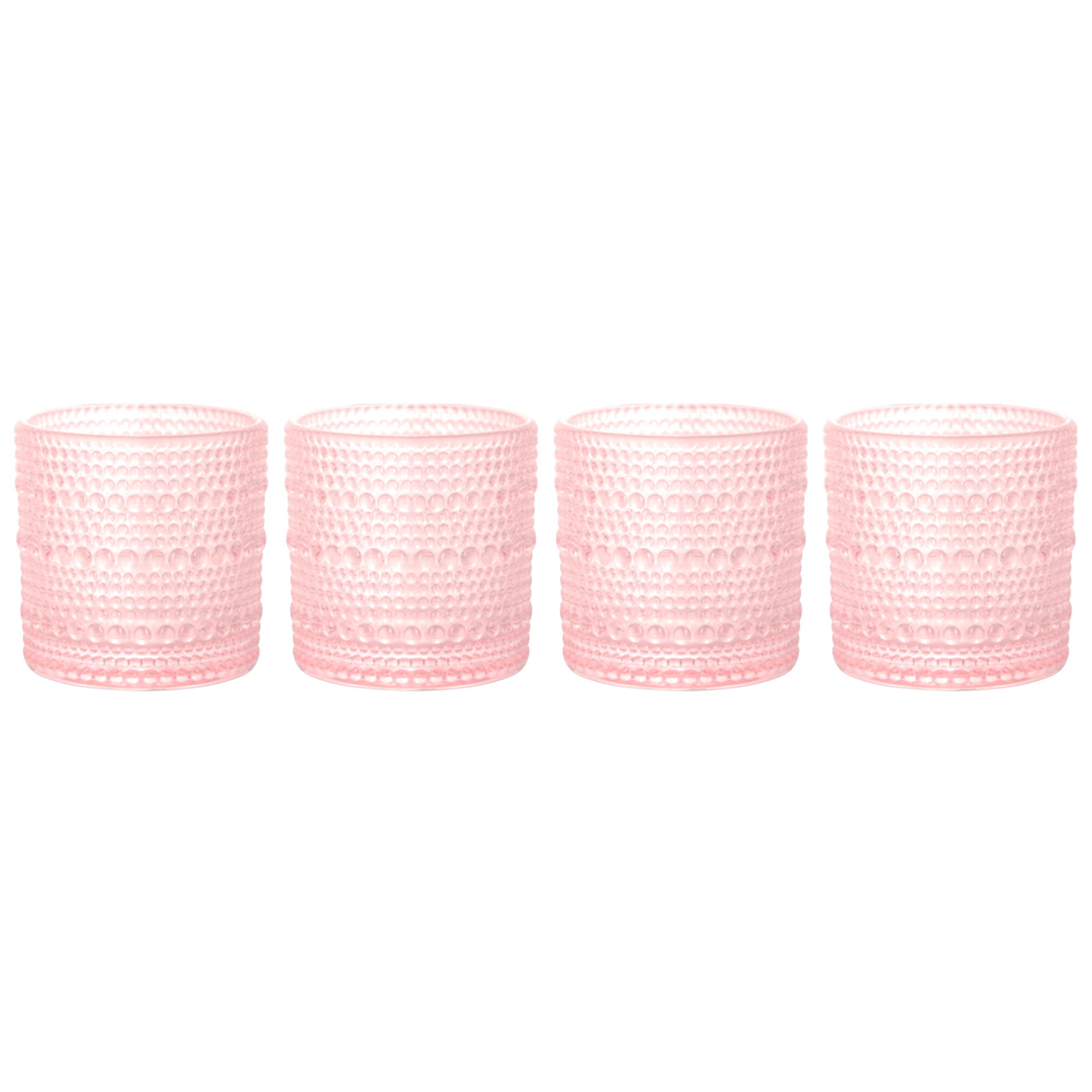 Blush Pink 13oz Bubble Textured Glassware Set of 4