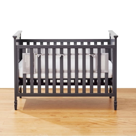 HALO Breathable Mesh Crib Liner for Full-Size Solid End Cribs, 100% Polyester Crib Bumper, White, 2 Panels