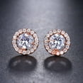 18K White Gold Halo Brilliant Cut Stud Earrings for Bride Wedding