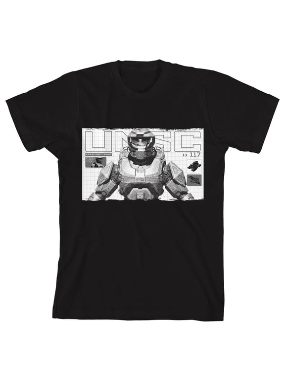 Halo: Campaign Evolved 25th Anniversary UNSC Soldier Tank & Plane Youth Black Crew Neck Short Sleeve T-shirt - XL