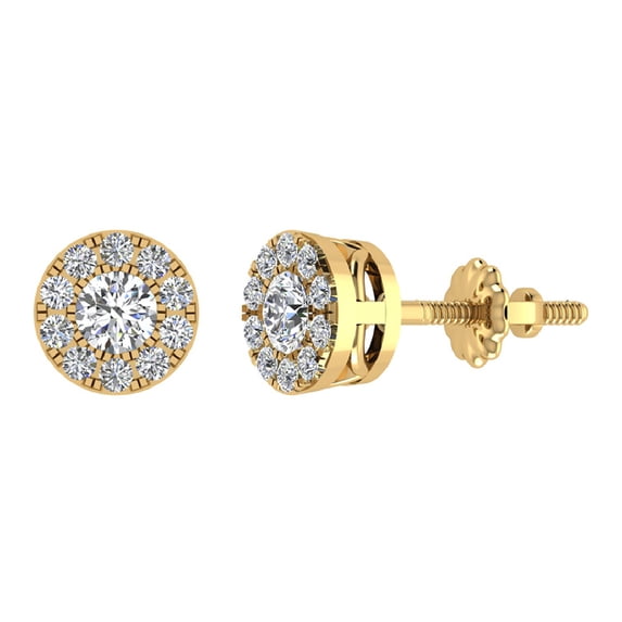 Halo Cluster Diamond Earrings 1.08 CTW 14K Gold ( G , SI )