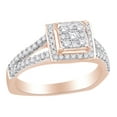 thumbnail image 1 of AFFY Halo Cluster Split Shank Style 0.7 Cttw Round Cut White Diamond Engagement Ring In 14K Solid Rose Gold, 1 of 1